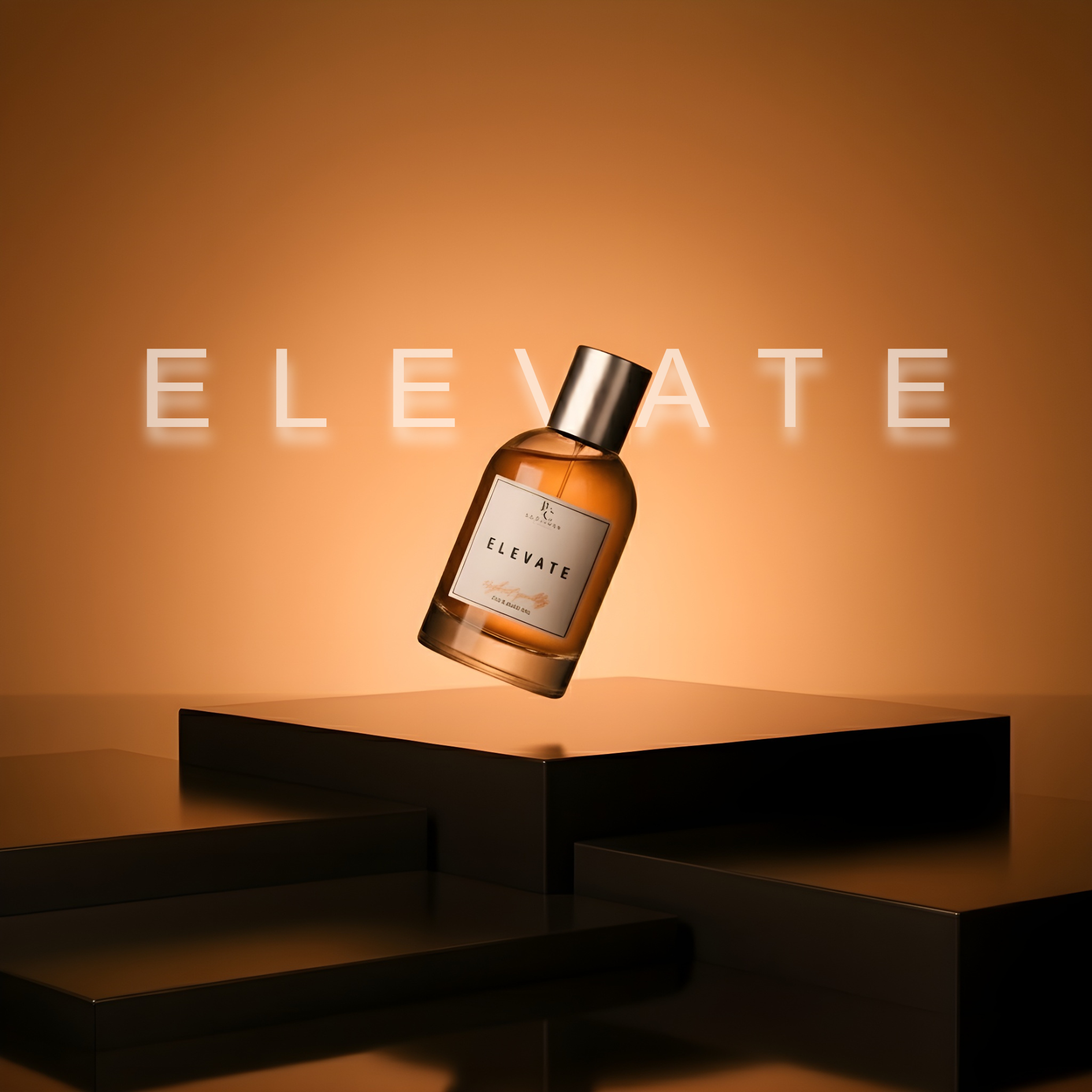 ELEVATE - Inspirado en Parfums de Marly Althair, frasco de perfume elegante en una exhibición sofisticada.